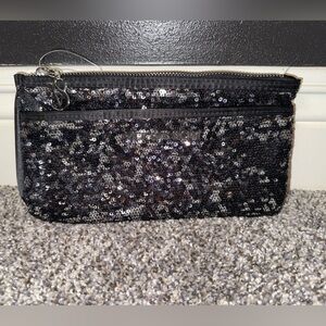 Victoria secret black sequin clutch pouch